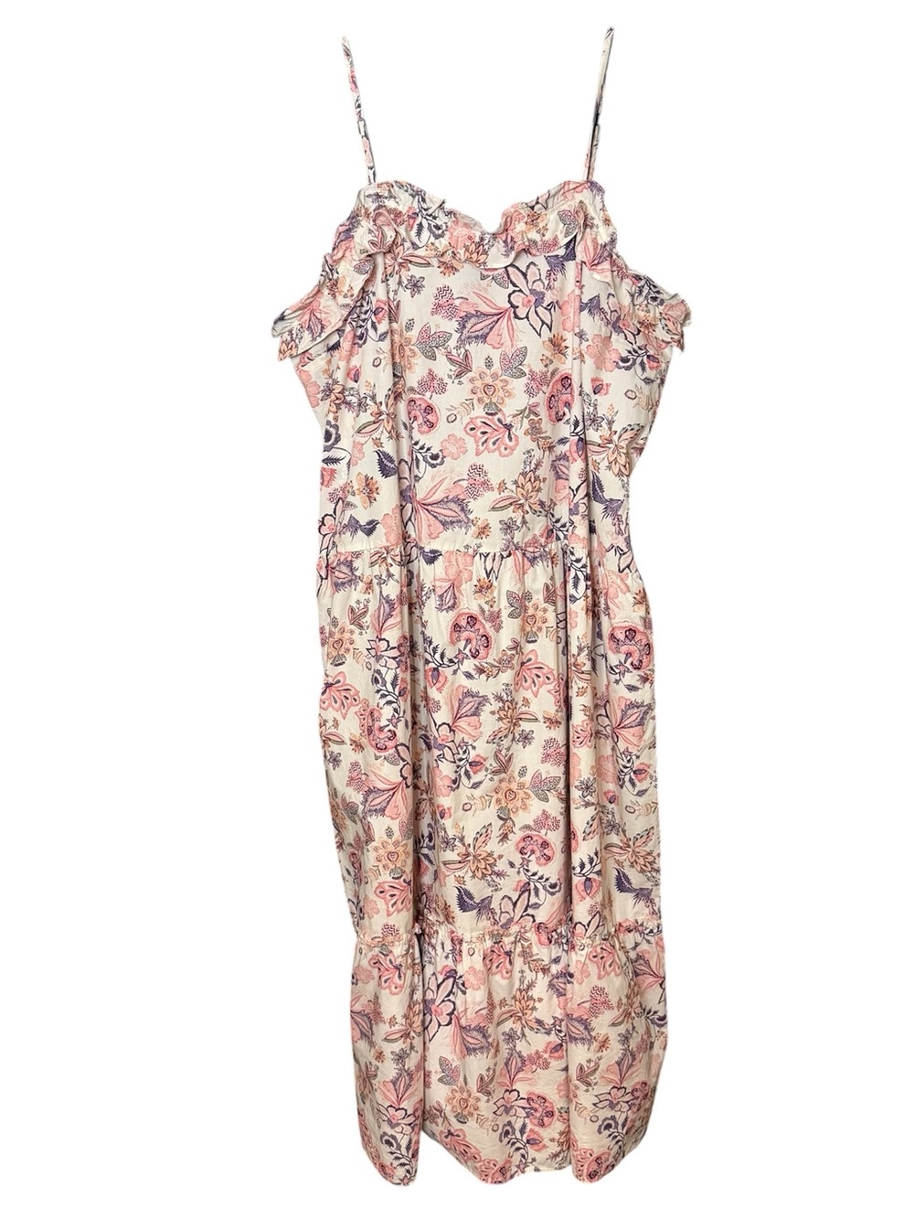 Whowhatwear Floral Ruffle Spaghetti Strap Maxi Dress